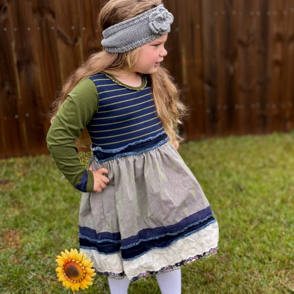 Jak and Peppar by mustard pie Follow your Heart mixed pattern tunic dress size 7
